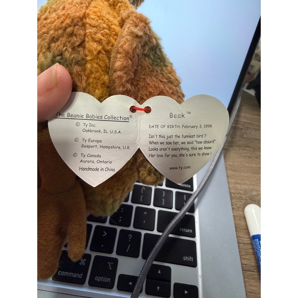 Ty Beanie Baby Beak Kiwi Bird 1998 WITH‎ Tags – P.E. Pellets – Retired Plush